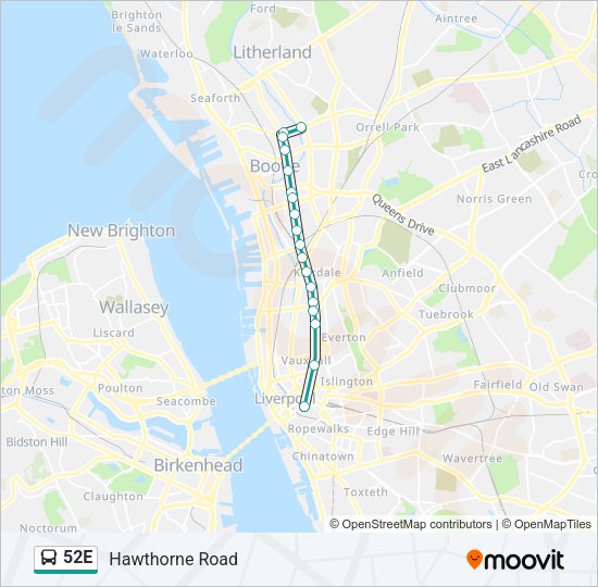 52E Bus Line Map
