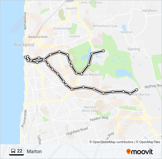 22 Route: Schedules, Stops & Maps - Marton (Updated)