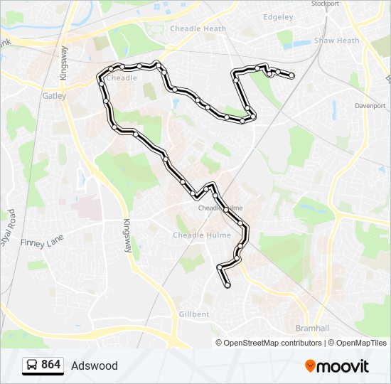 864 Bus Line Map