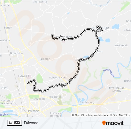 822 bus Line Map