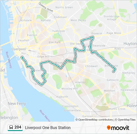 204 Route: Schedules, Stops & Maps - Liverpool One Bus Station (Updated)