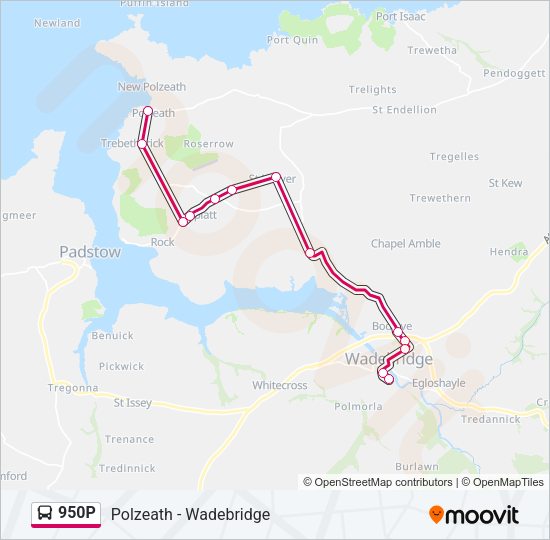 950P Bus Line Map