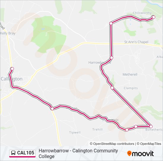 CAL105 Bus Line Map