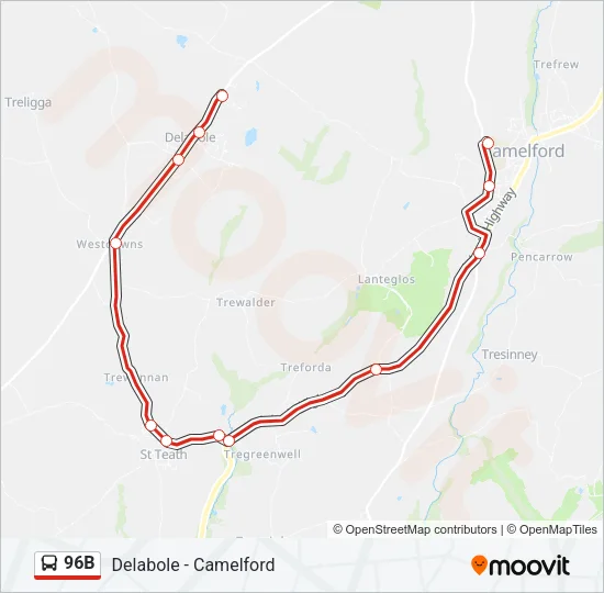 96B Bus Line Map