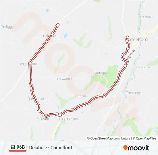 96B Bus Line Map