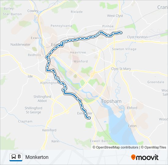 B Route: Schedules, Stops & Maps - Monkerton (Updated)