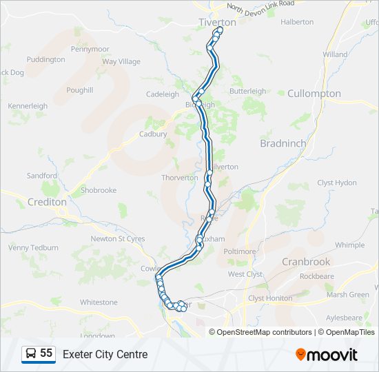 55 bus Line Map