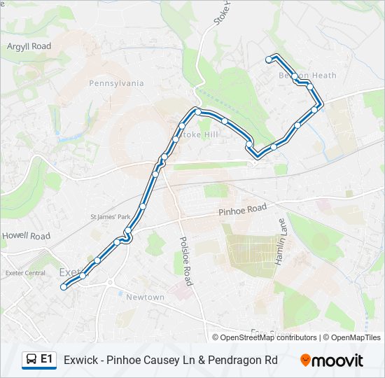 e1 Route: Schedules, Stops & Maps - Exeter City Centre (Updated)