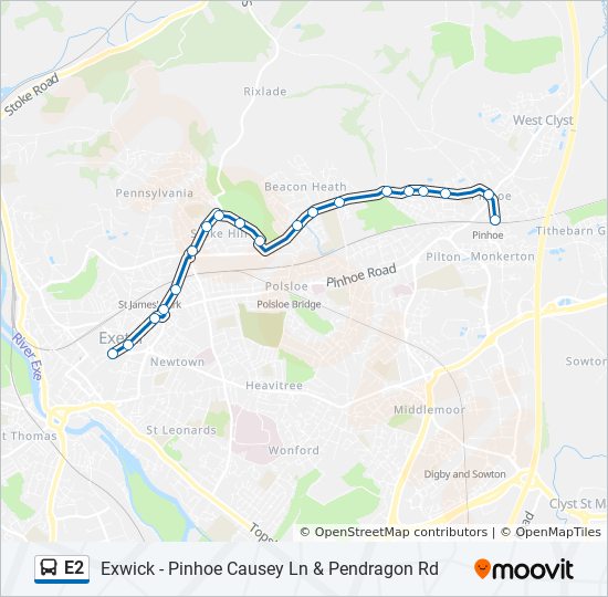 e2 Route: Schedules, Stops & Maps - Exeter City Centre (Updated)