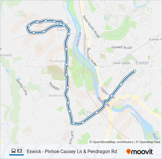 e2 Route: Schedules, Stops & Maps - Exeter City Centre (Updated)