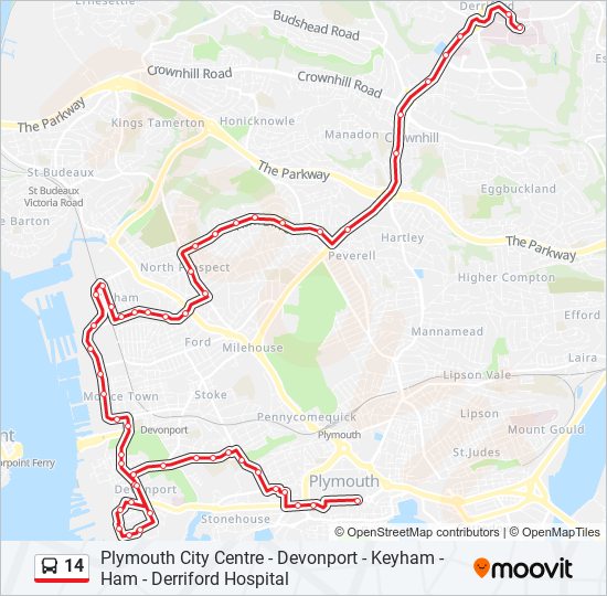 14 bus Line Map