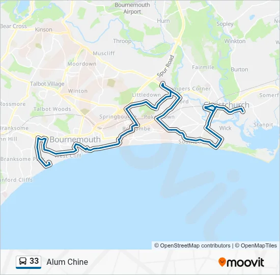 33 Route: Schedules, Stops & Maps - Alum Chine (Updated)