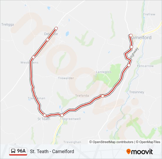 96A Bus Line Map