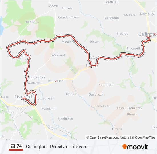 74 bus Line Map