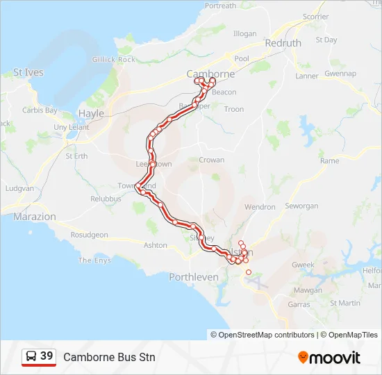 39 Route: Schedules, Stops & Maps - Camborne Bus Stn (Updated)