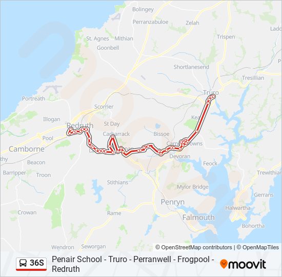 36S bus Line Map