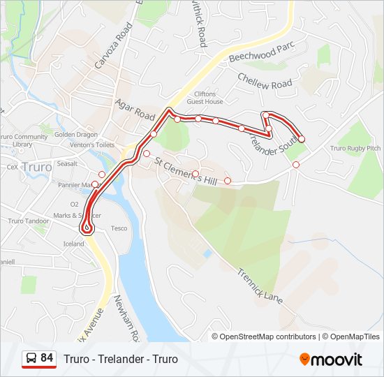 84 bus Line Map