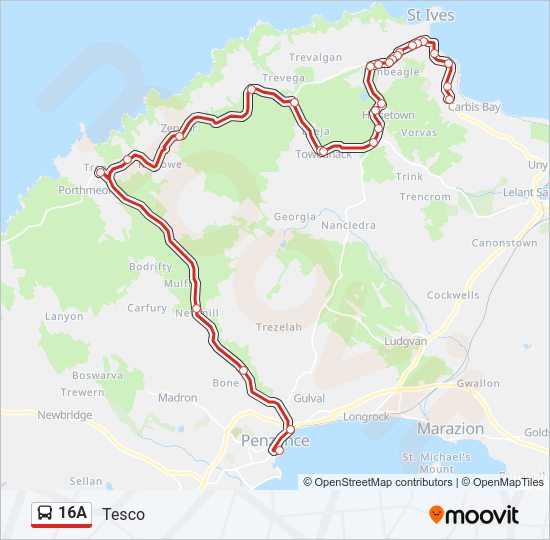 16A Bus Line Map
