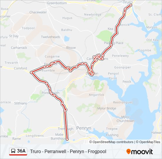 36A bus Line Map