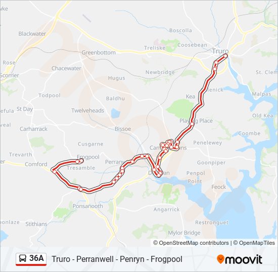 36A bus Line Map