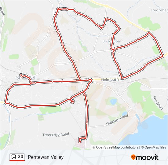 30 bus Line Map