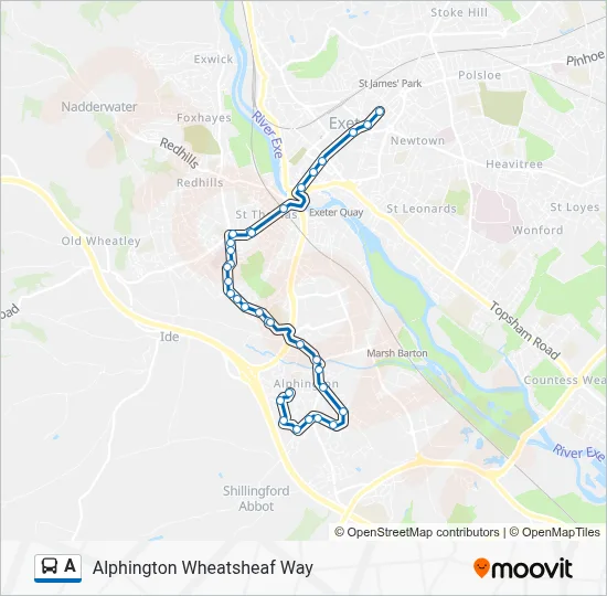 A Route: Schedules, Stops & Maps - Alphington Wheatsheaf Way (Updated)