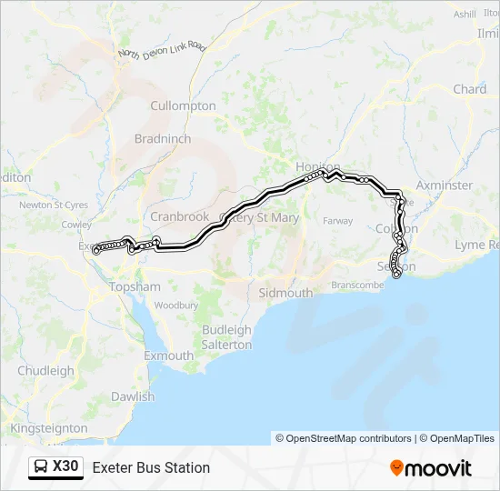 X30 Route: Schedules, Stops & Maps - Exeter Bus Station (Updated)