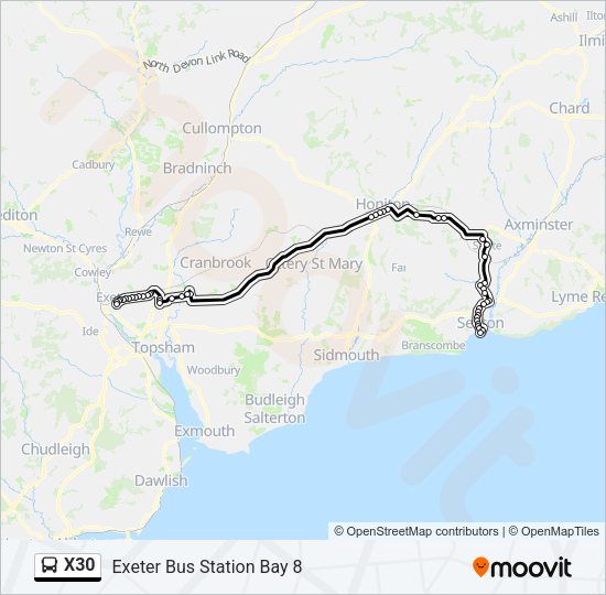 X30 Bus Line Map
