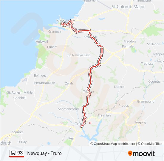 93 Bus Line Map