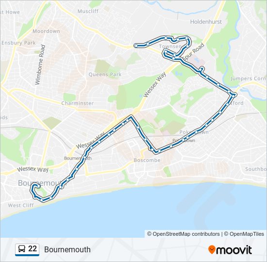 22 Route: Schedules, Stops & Maps - Bournemouth (updated)