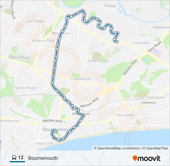 12 Route: Schedules, Stops & Maps - Bournemouth (Updated)