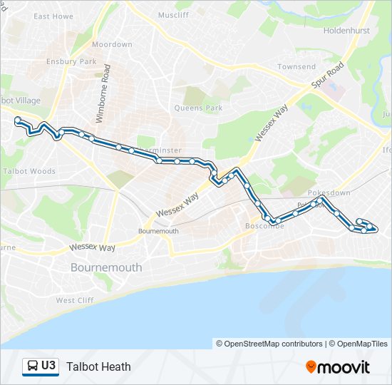 u3 Route: Schedules, Stops & Maps - Talbot Heath (Updated)