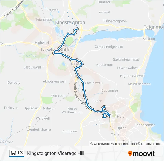 Torquay Bus Routes Map.pdf 13 Route - Brixham - Torquay: Schedules, Stops & Maps - Kingsteignton ...