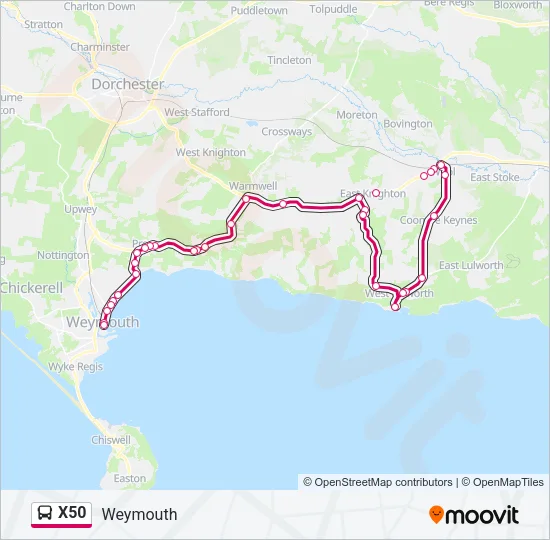 X50 Bus Line Map