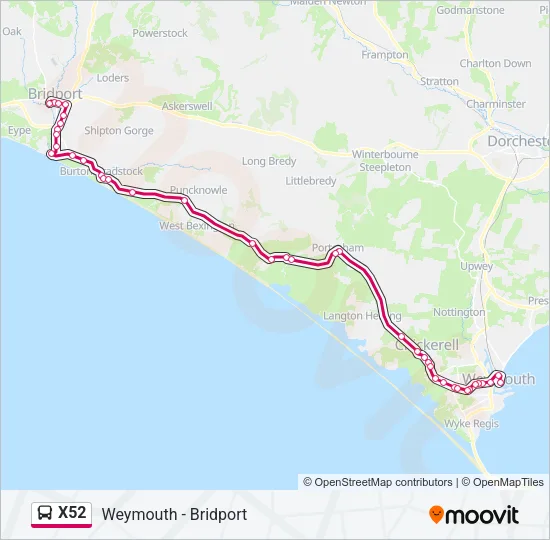 X52 Bus Line Map