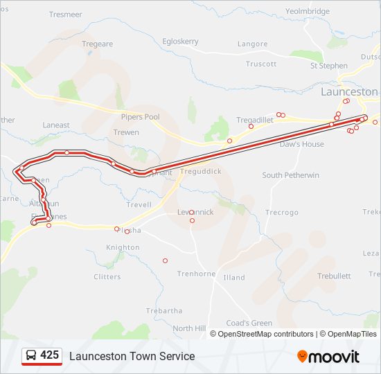 425 bus Line Map