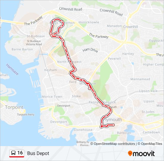 16 Bus Line Map