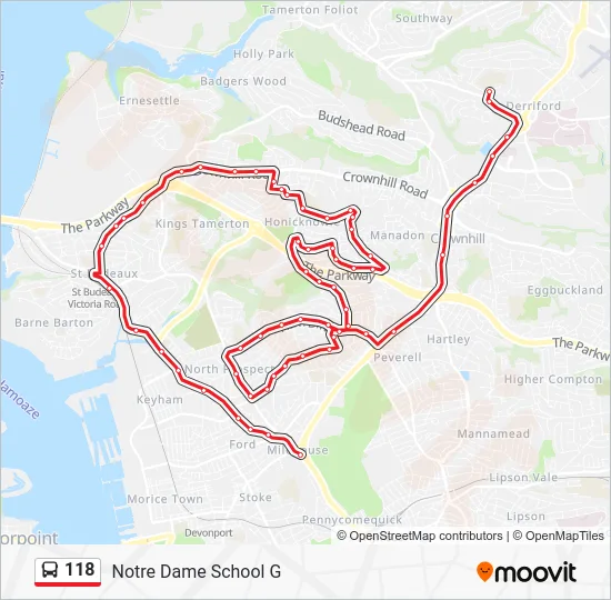 118 Route - Milehouse Alma Road - Notre Dame School Grounds: Schedules ...