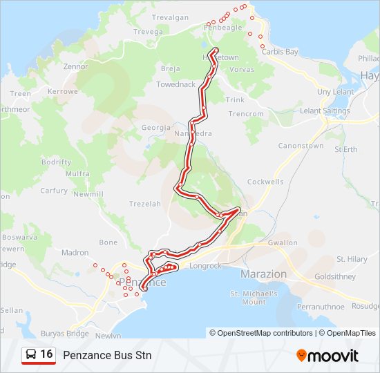 16 Bus Line Map