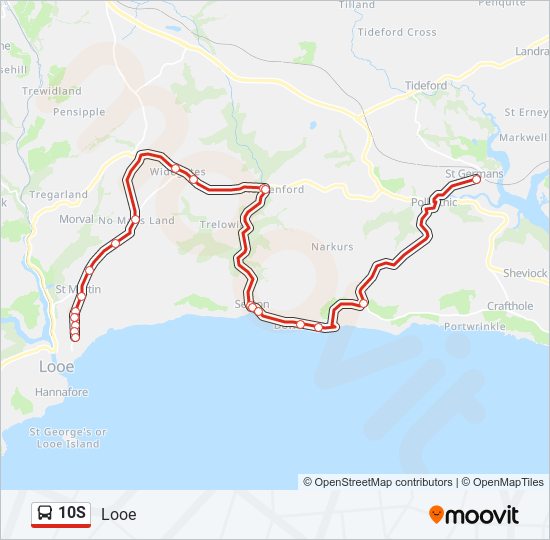 10S bus Line Map