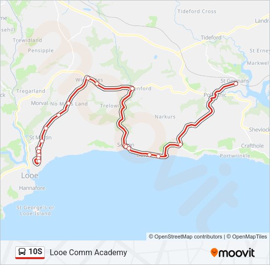 10S Bus Line Map