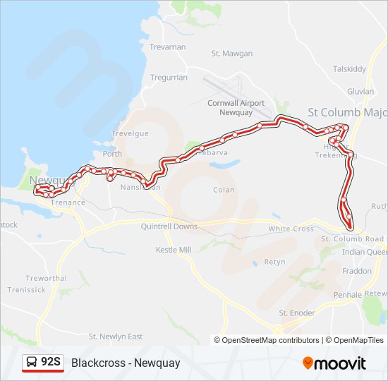 92S bus Line Map