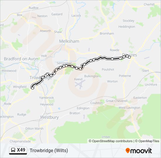 X49 Bus Line Map