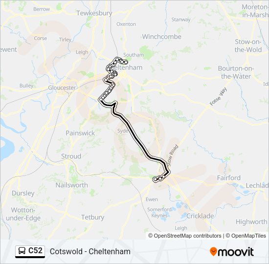 C52 Bus Line Map