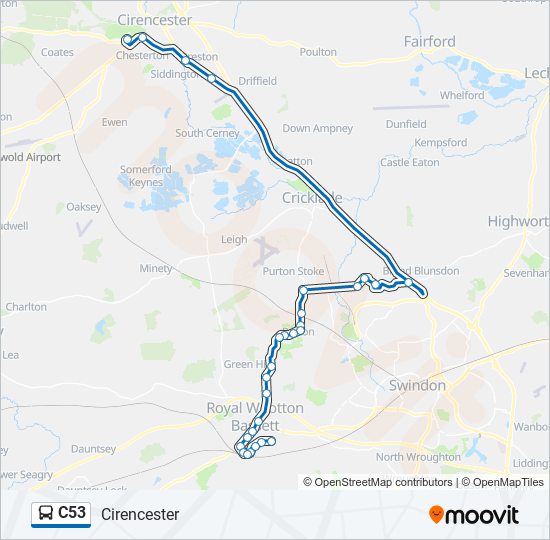 C53 Route: Schedules, Stops & Maps - Cirencester (updated)