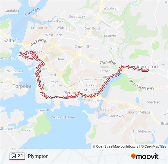 21 Route: Schedules, Stops & Maps - Plympton (Updated)