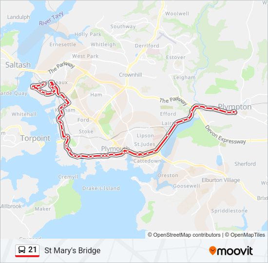 21 Bus Line Map