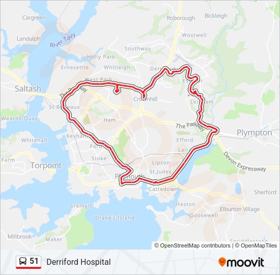 51 Bus Line Map