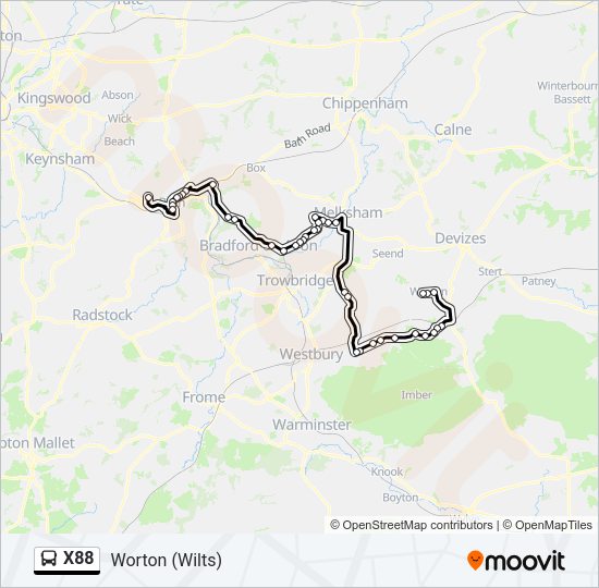 X88 Bus Line Map