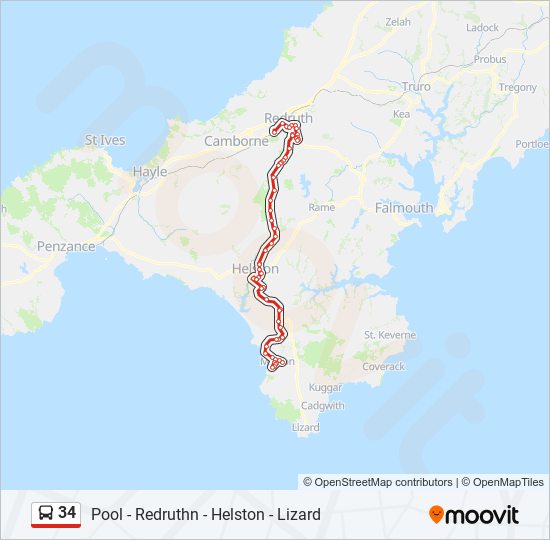 34 bus Line Map